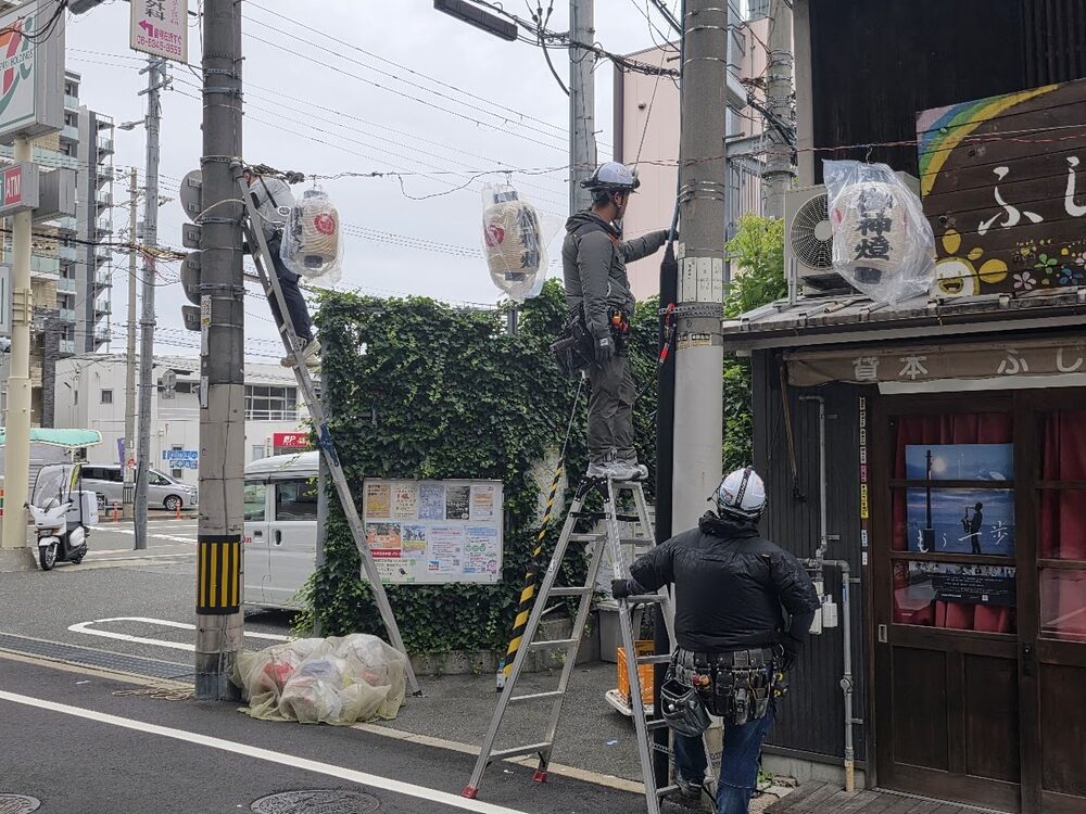 八坂神社 提灯（神燈）設営｜大阪市福島区